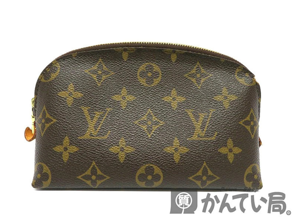 Louis Vuitton Pochette Cosmetic Monogram Makeup Pouch Canvas Leather Brown